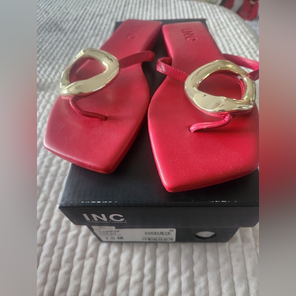 INC International Concepts Red Sandals with Gold Details-size 7.5